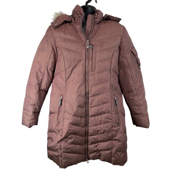 Eddie Bauer Jackets & Blazers - Eddie Bauer Down Insulated Parka Mauve Purple Large Women's Faux Fur Trim